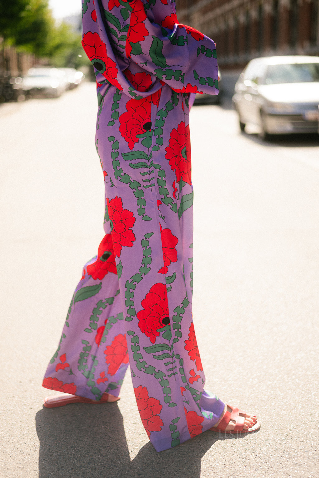 Gill printed sateen pants - lilac/coral