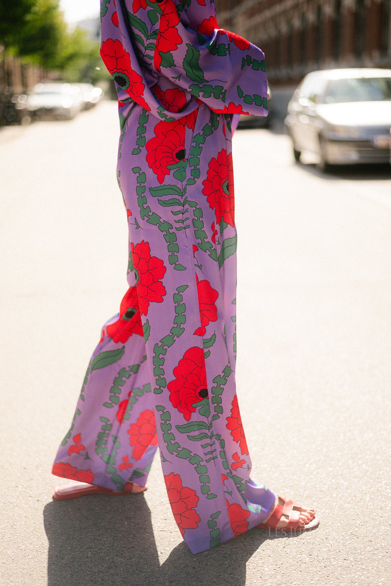 Gill printed sateen pants - lilac/coral