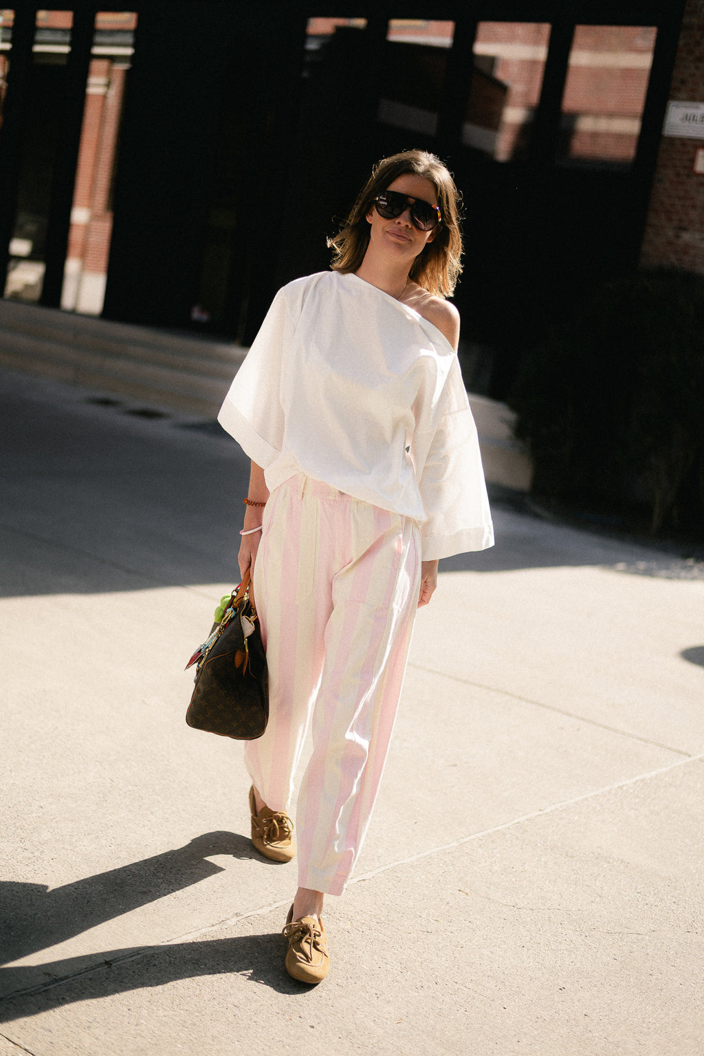 Maude striped pants pink/ecru