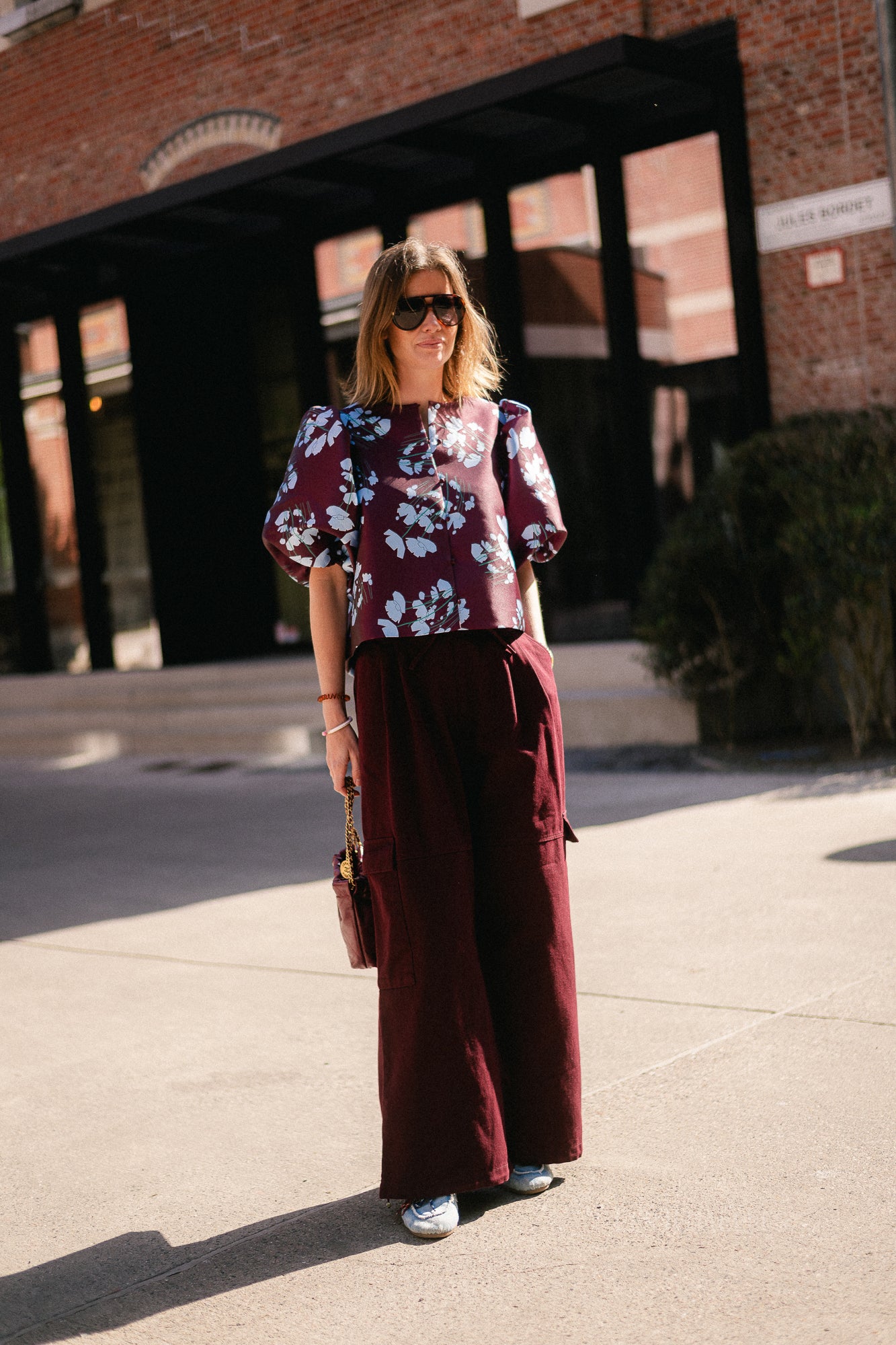 Charlotte blouse viola print burgundy/baby blue