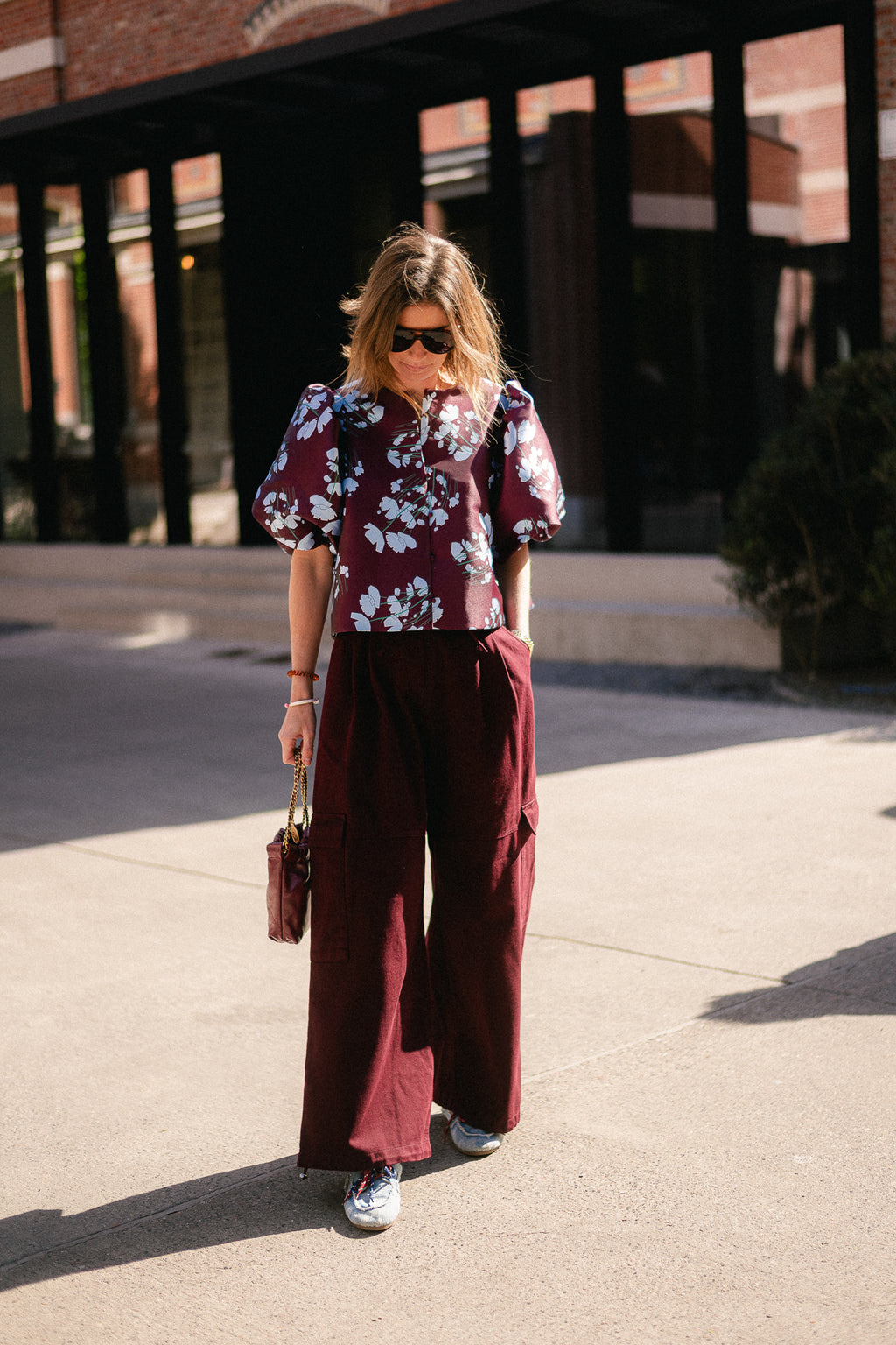 Charlotte blouse viola print burgundy/baby blue