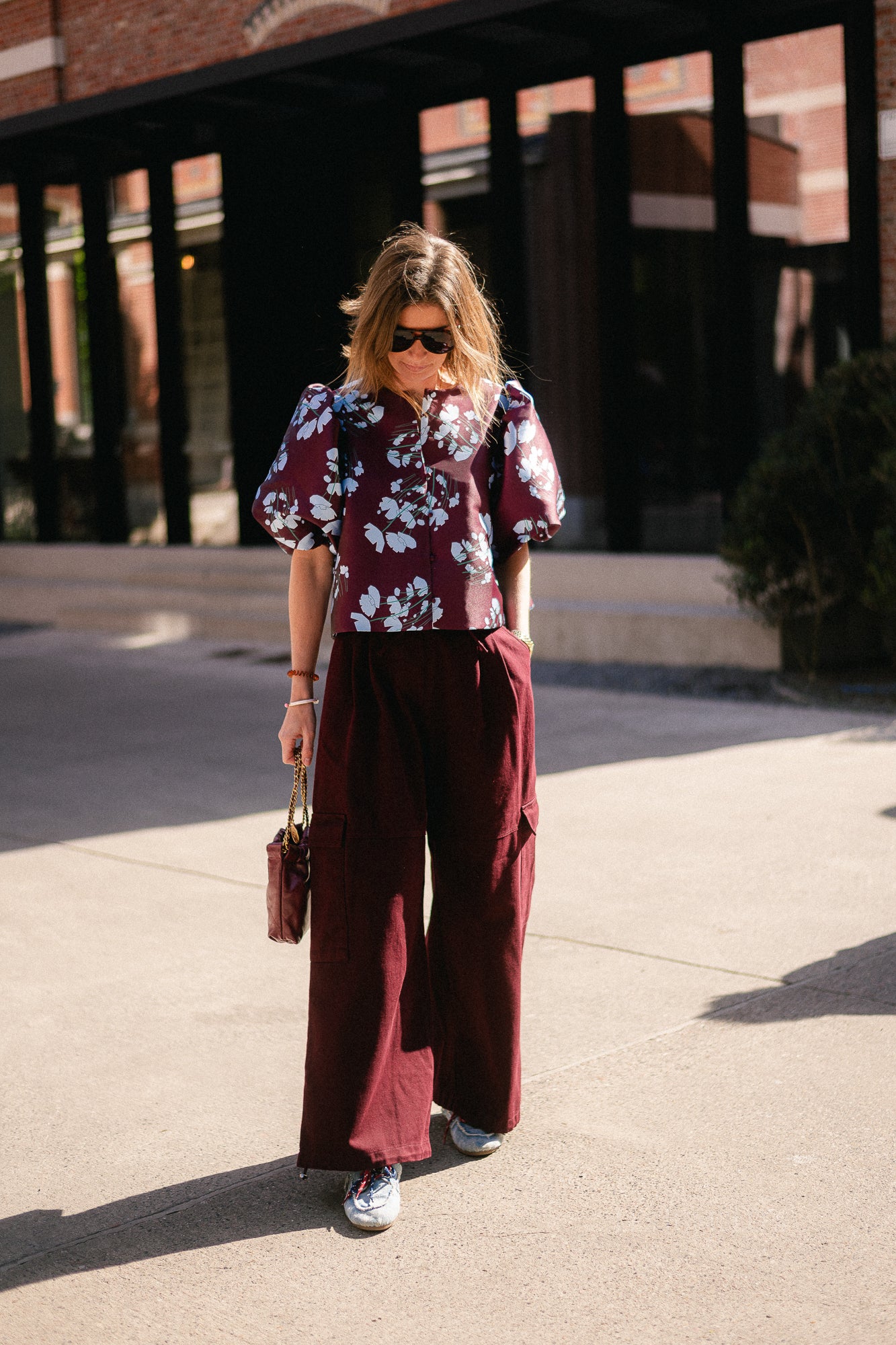 Charlotte blouse viola print burgundy/baby blue