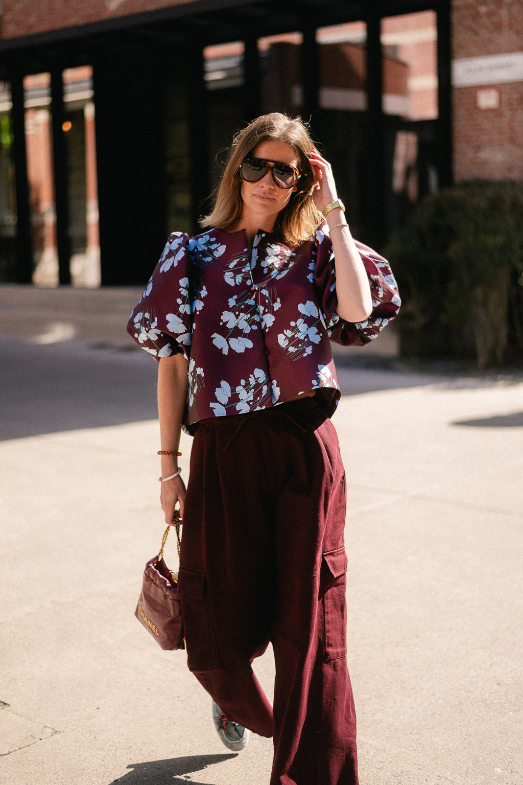 Charlotte blouse viola print burgundy/baby blue
