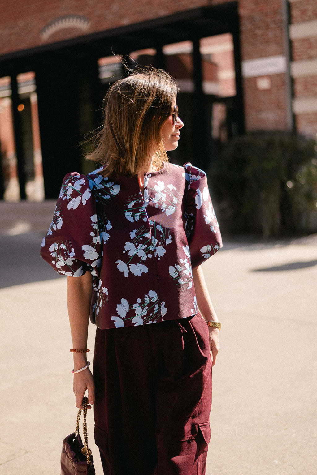 Charlotte blouse viola print burgundy/baby blue