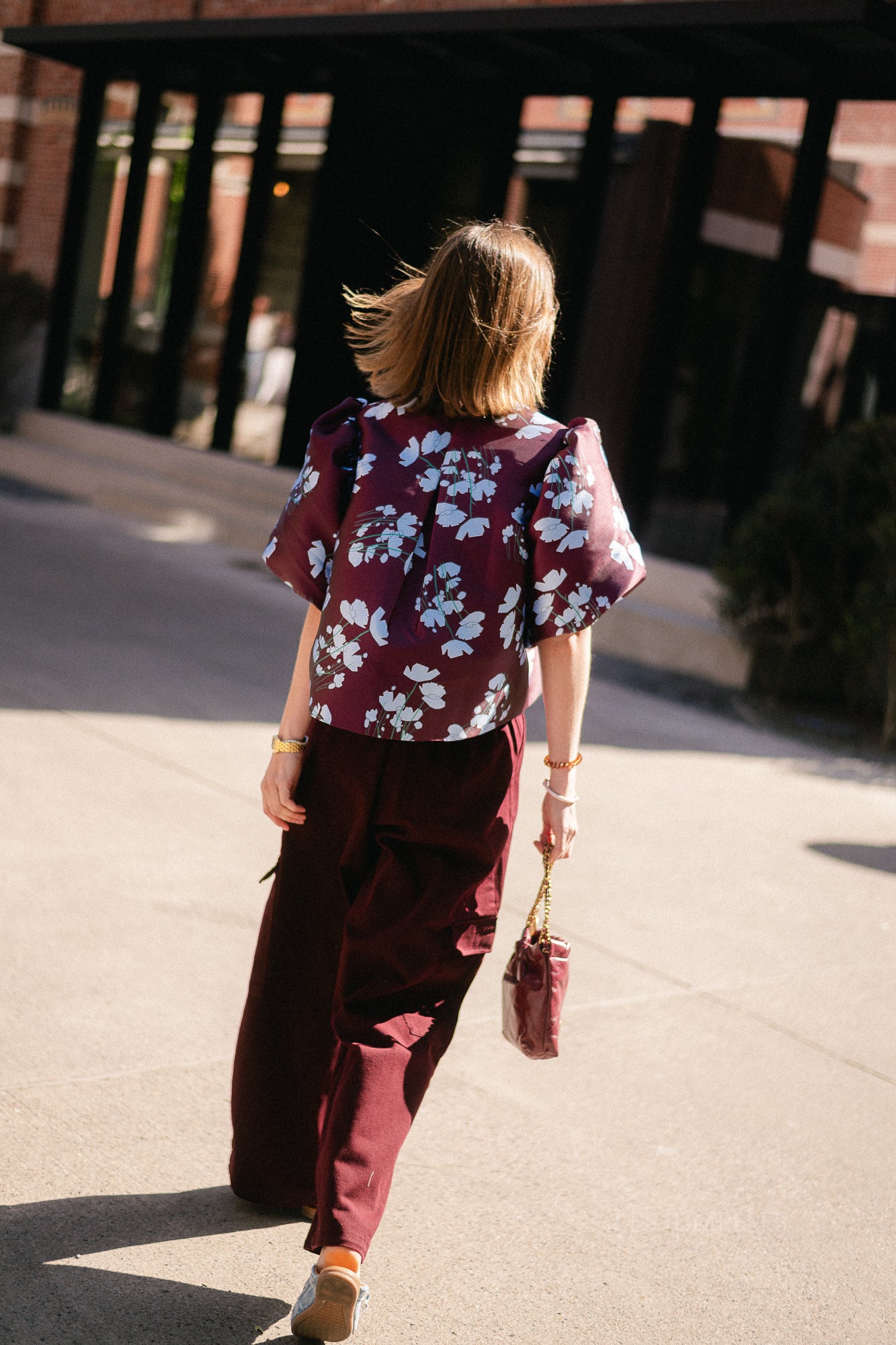 Charlotte blouse viola print burgundy/baby blue