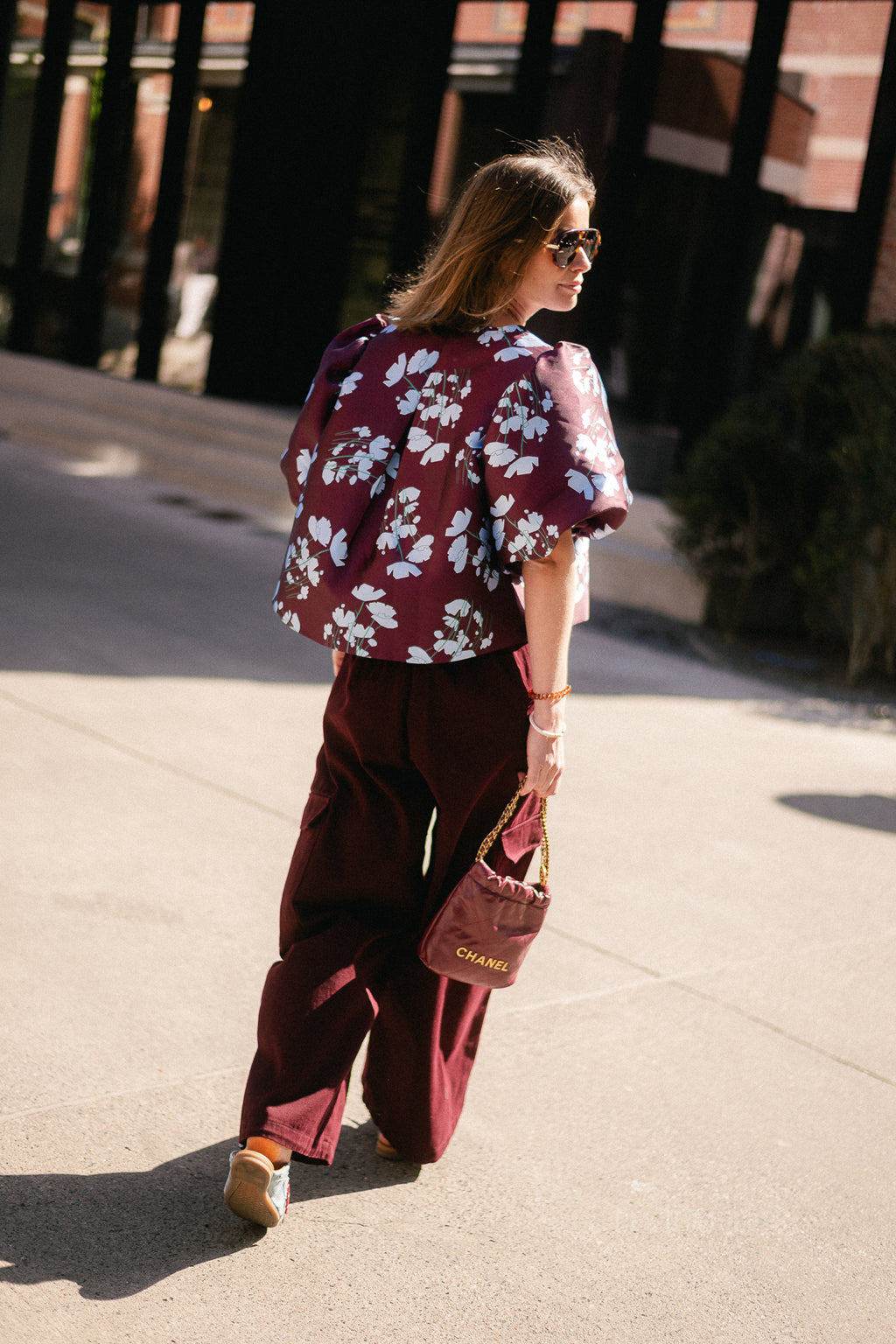 Charlotte blouse viola print burgundy/baby blue