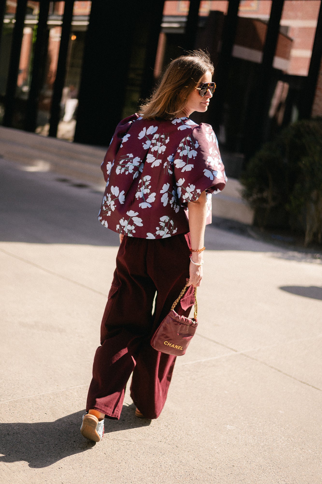 Charlotte blouse viola print burgundy/baby blue