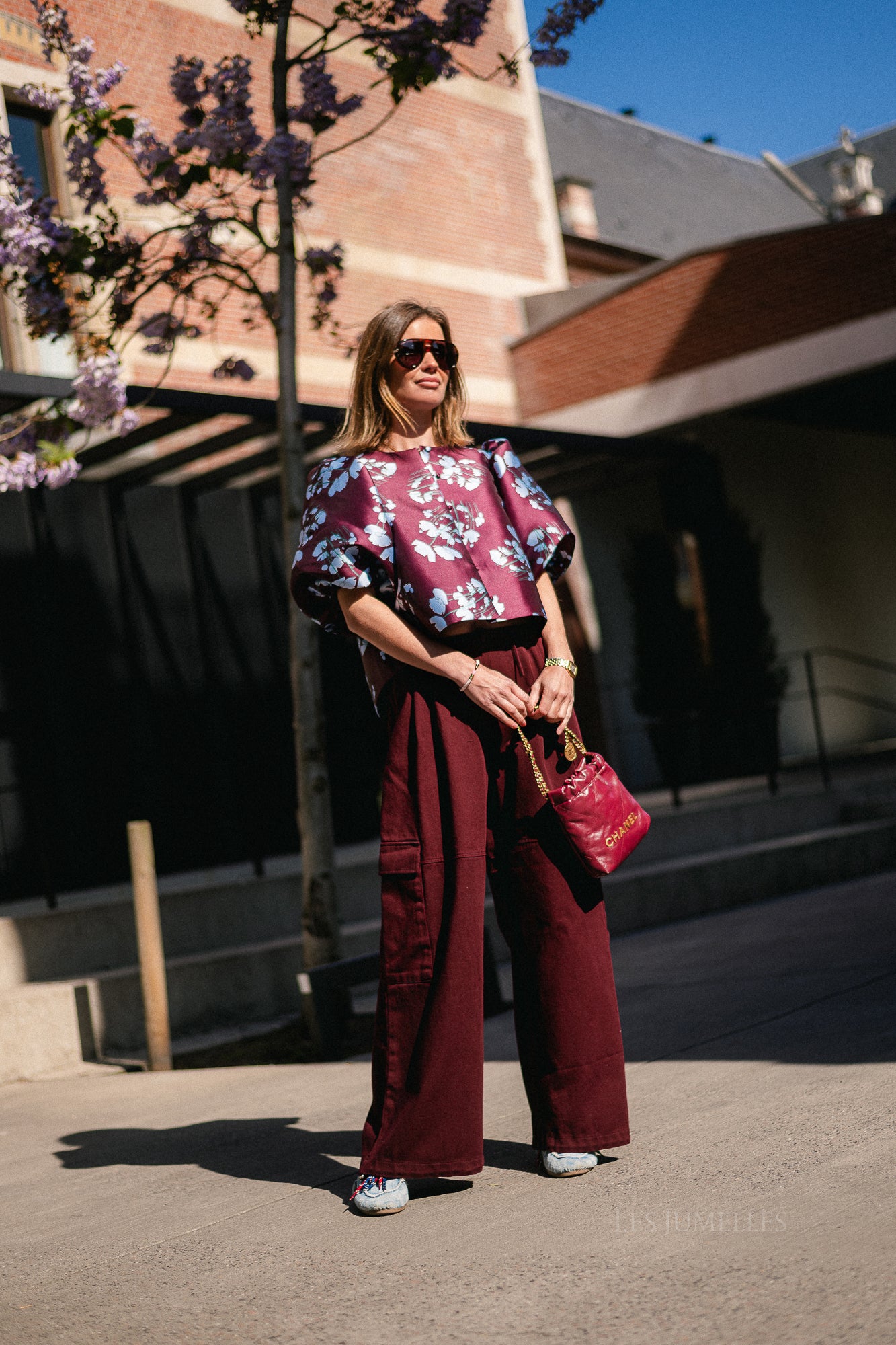 Charlotte blouse viola print burgundy/baby blue