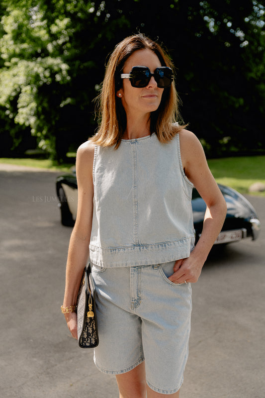Les Jumelles Phoenix denim shorts ultra light blue