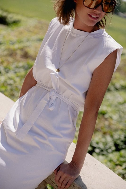 Les Jumelles SLFHalley shoulderpad ankle dress bright white