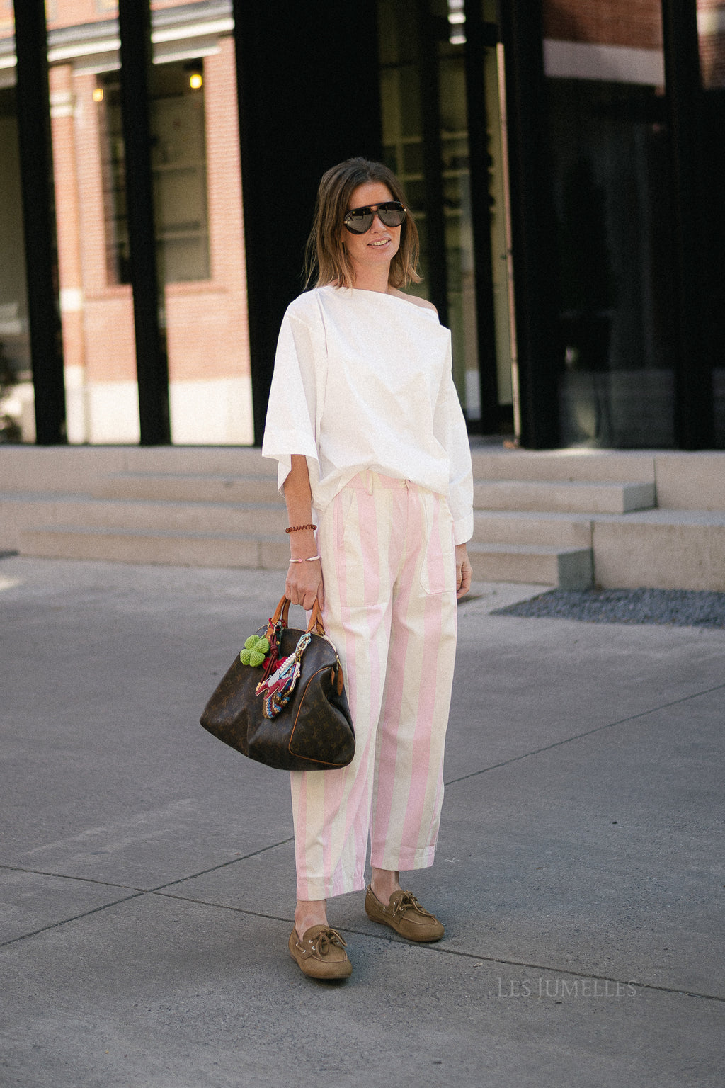 Maude striped pants pink/ecru
