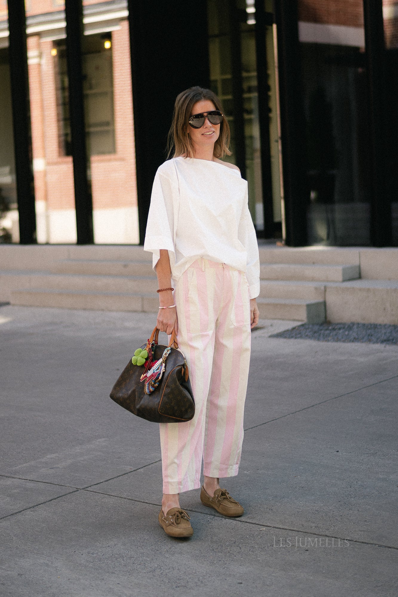 Maude striped pants pink/ecru