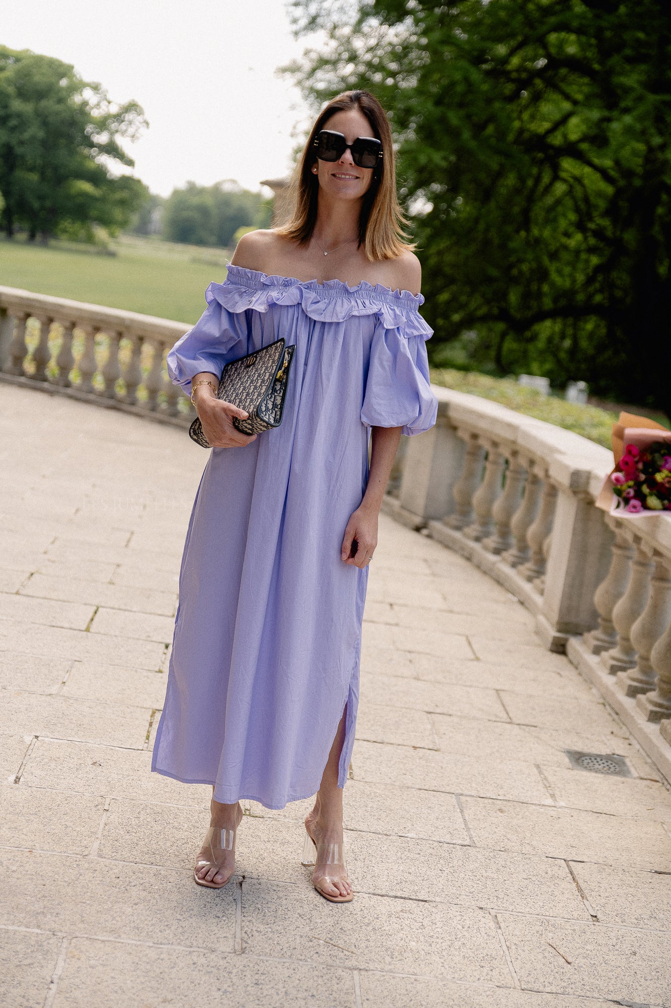 Eleonore off shoulder maxi dress lilac
