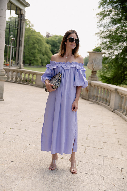 Les Jumelles Eleonore off shoulder maxi dress lilac