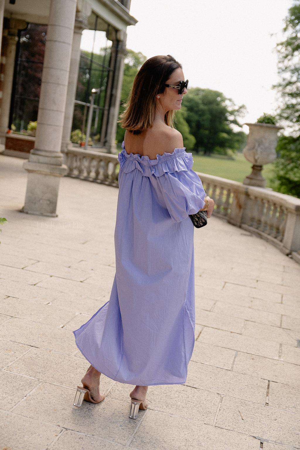 Robe longue à épaules dénudées Eleonore lilas