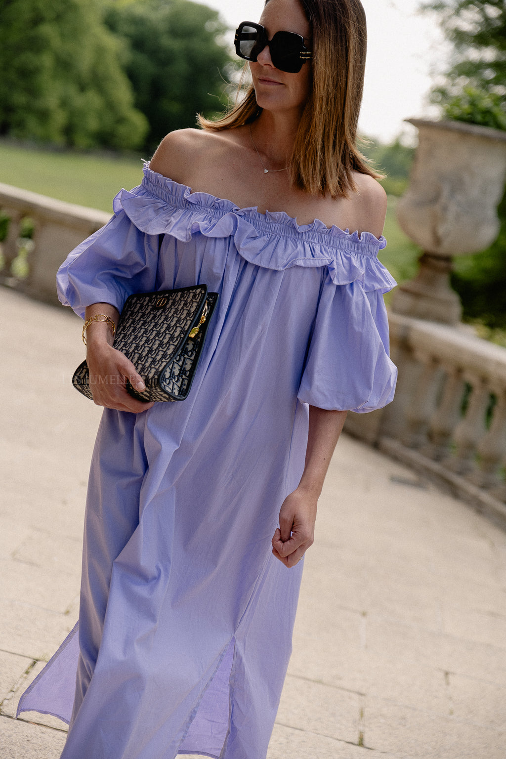 Robe longue à épaules dénudées Eleonore lilas