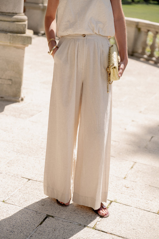 Les Jumelles VIEtni HW wide pants super ligt natural melange