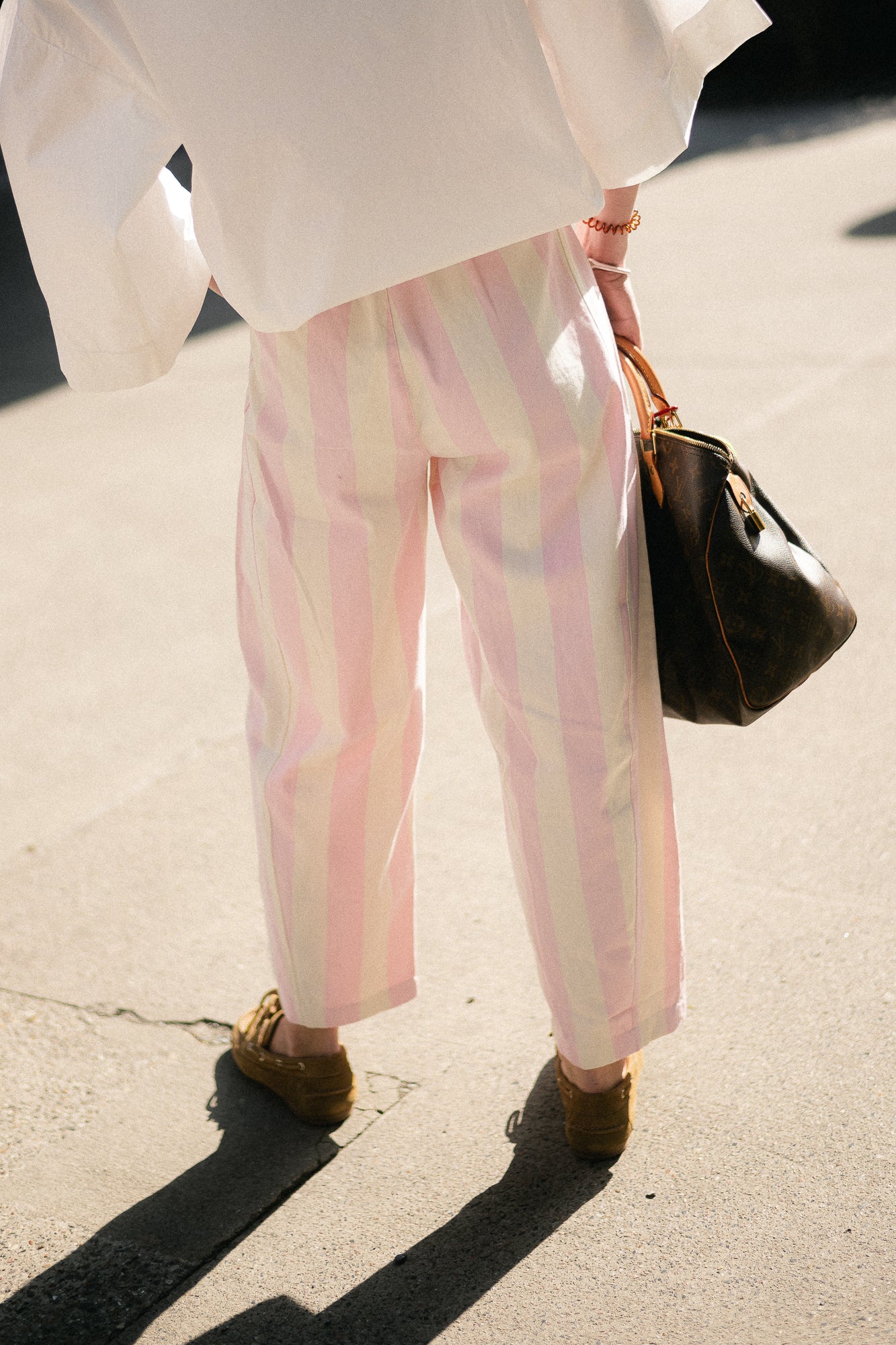 Maude striped pants pink/ecru