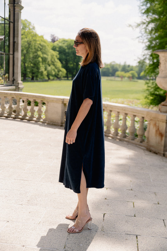 Les Jumelles Clara terry dress navy