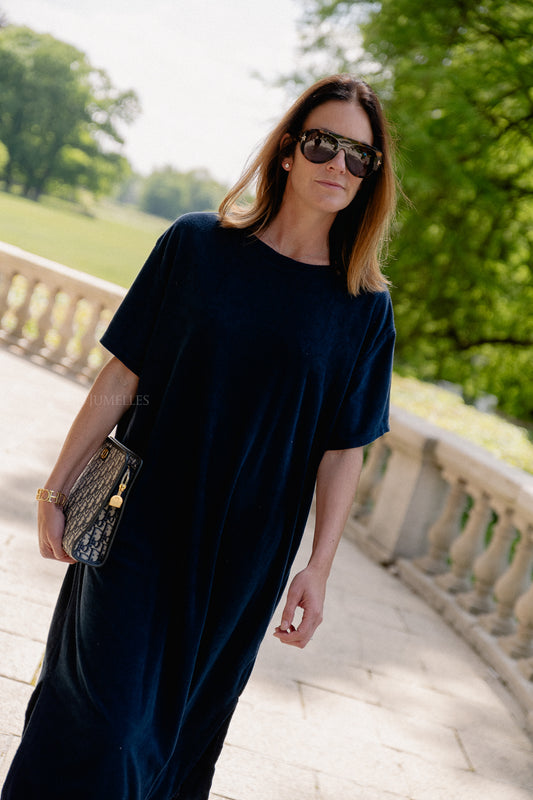 Les Jumelles Clara terry dress navy