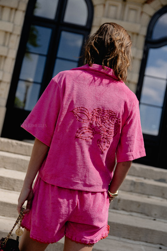 Les Jumelles Rosalie terry shirt fuchsia/red