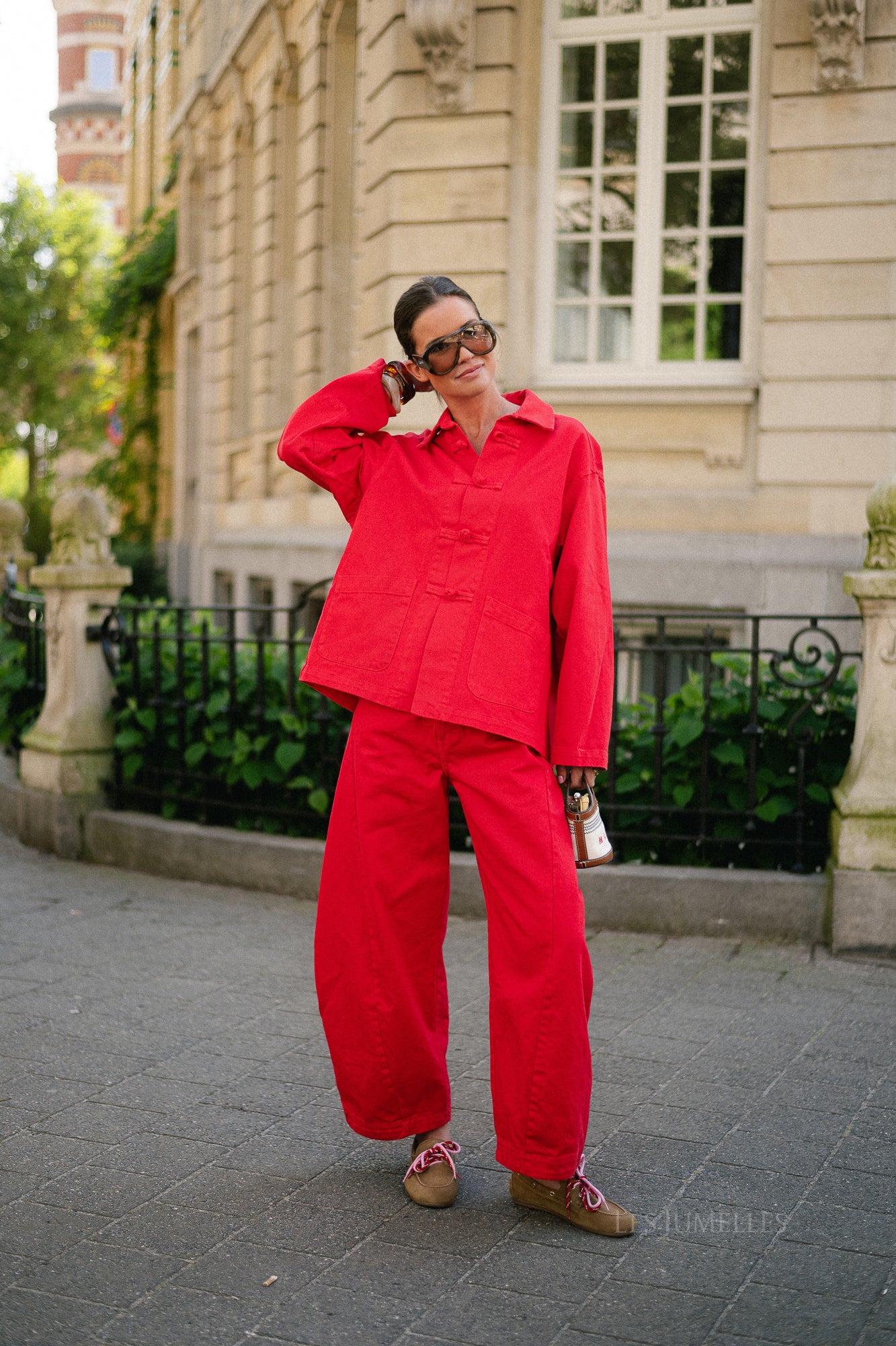 Jasmine denim jacket red