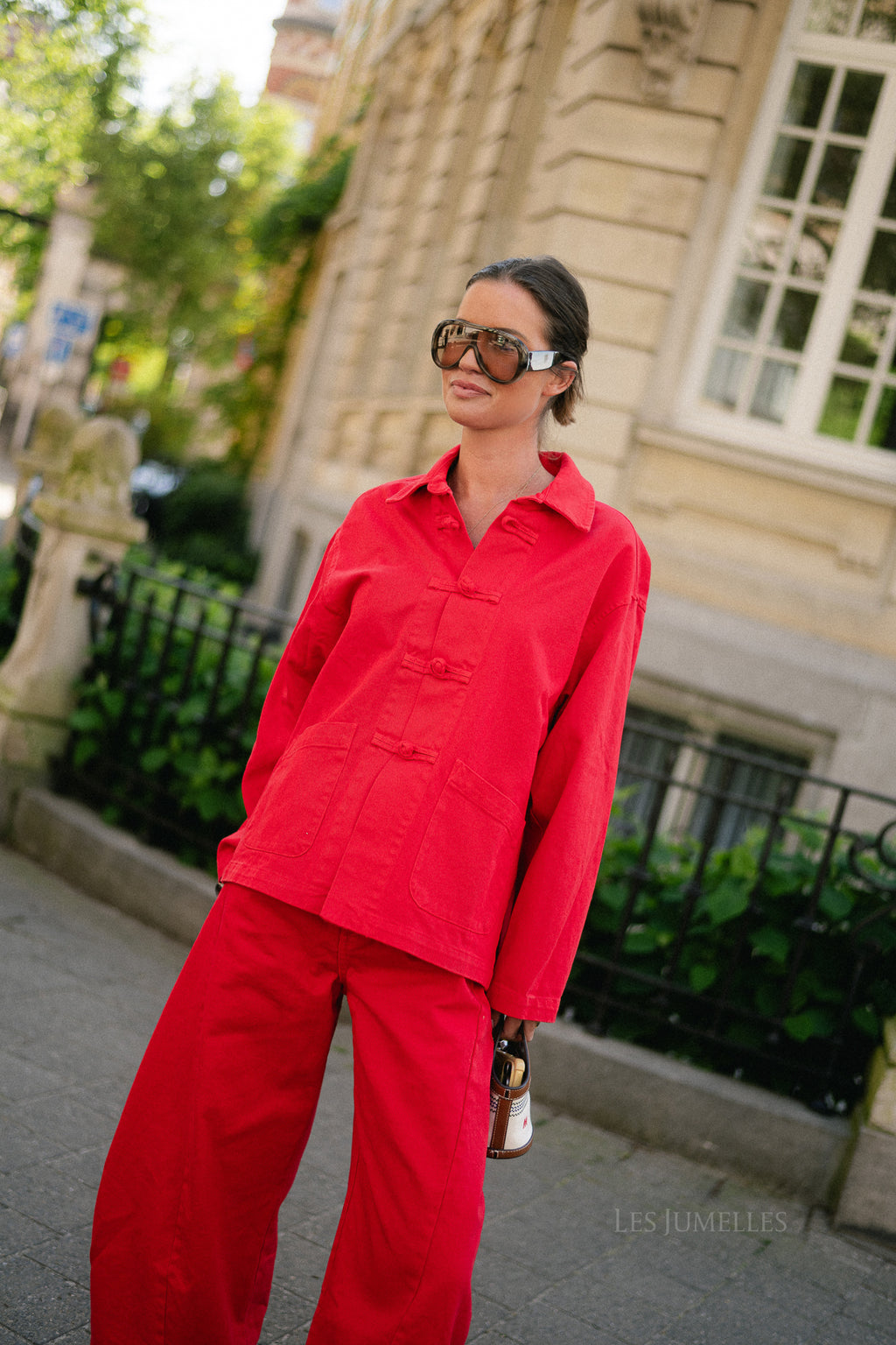 Jasmine denim jacket red
