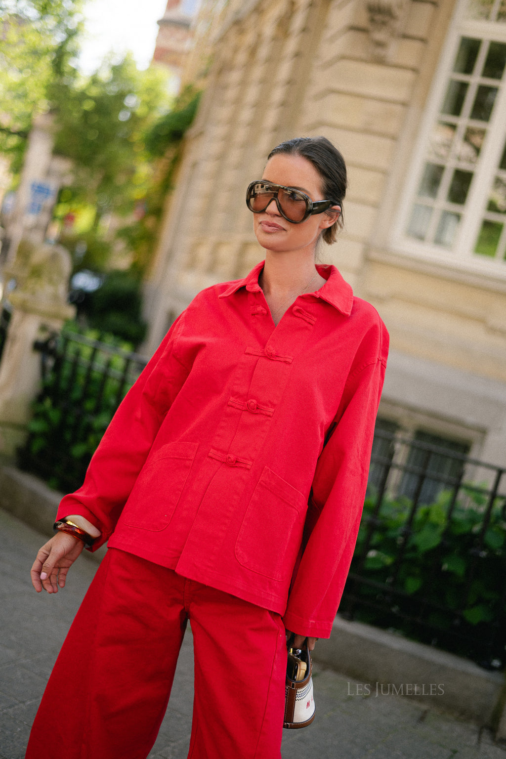 Jasmine denim jacket red
