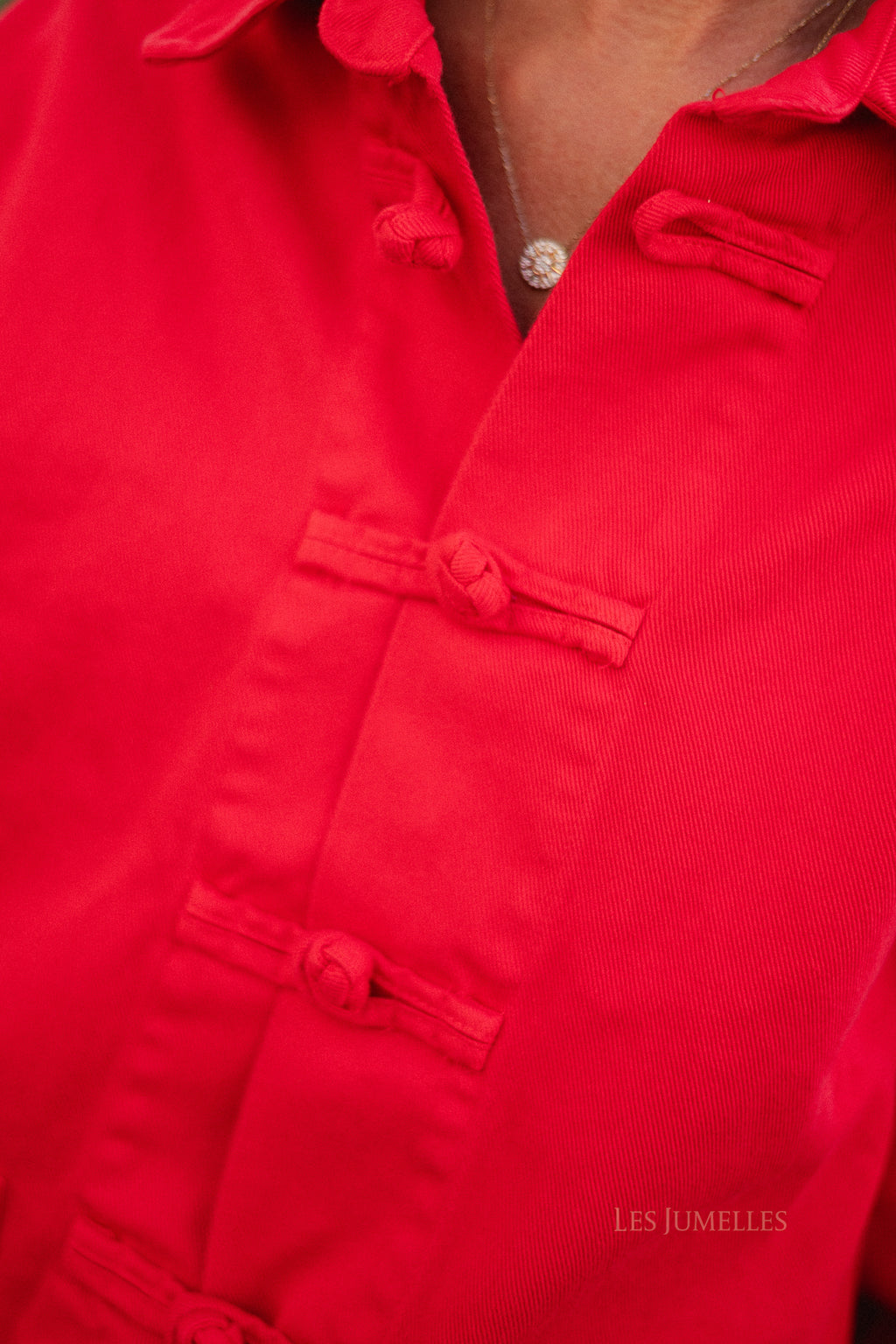 Jasmine denim jacket red