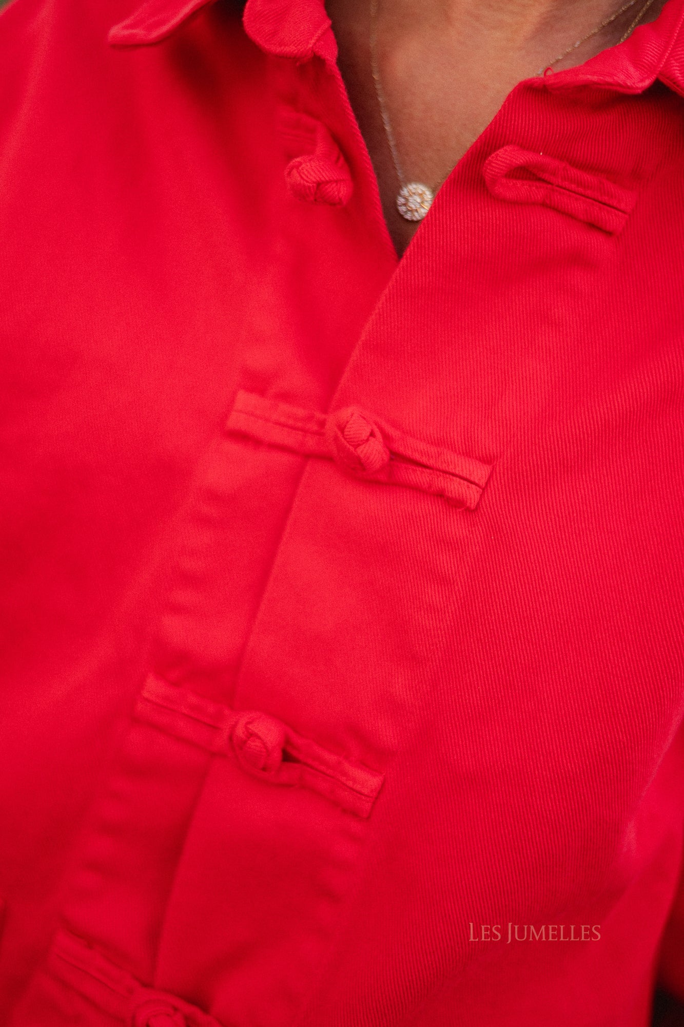 Jasmine denim jacket red