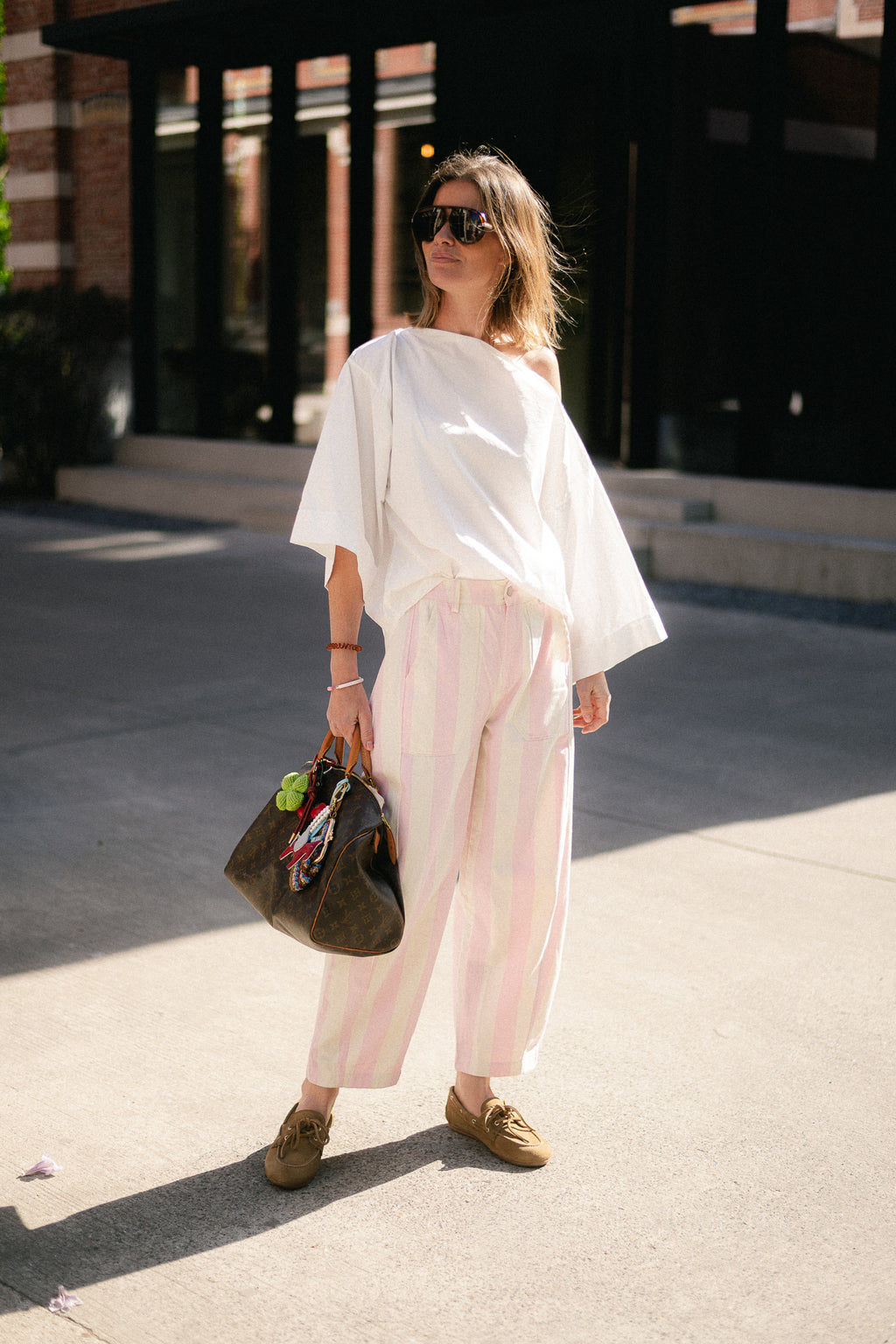 Maude striped pants pink/ecru
