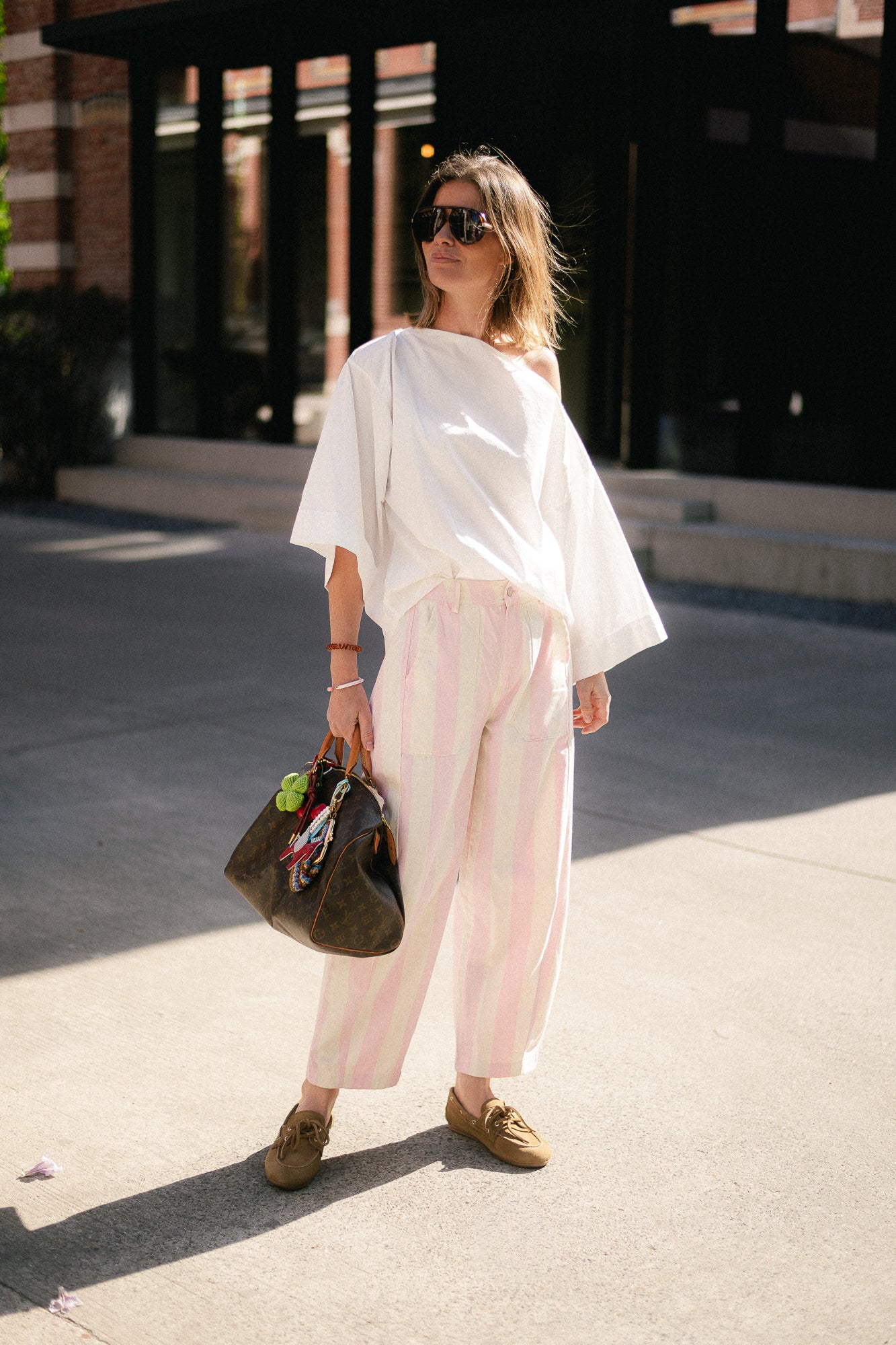 Maude striped pants pink/ecru