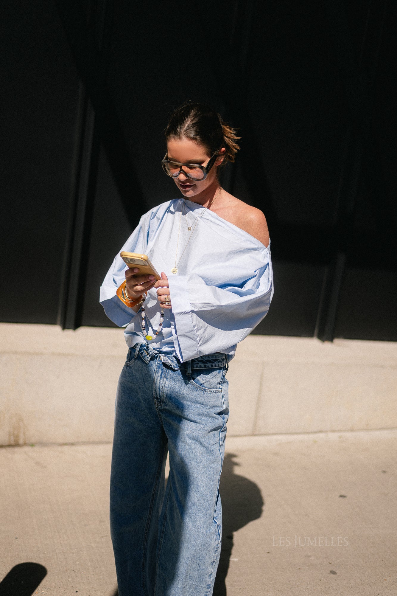 Myra off shoulder shirt light blue