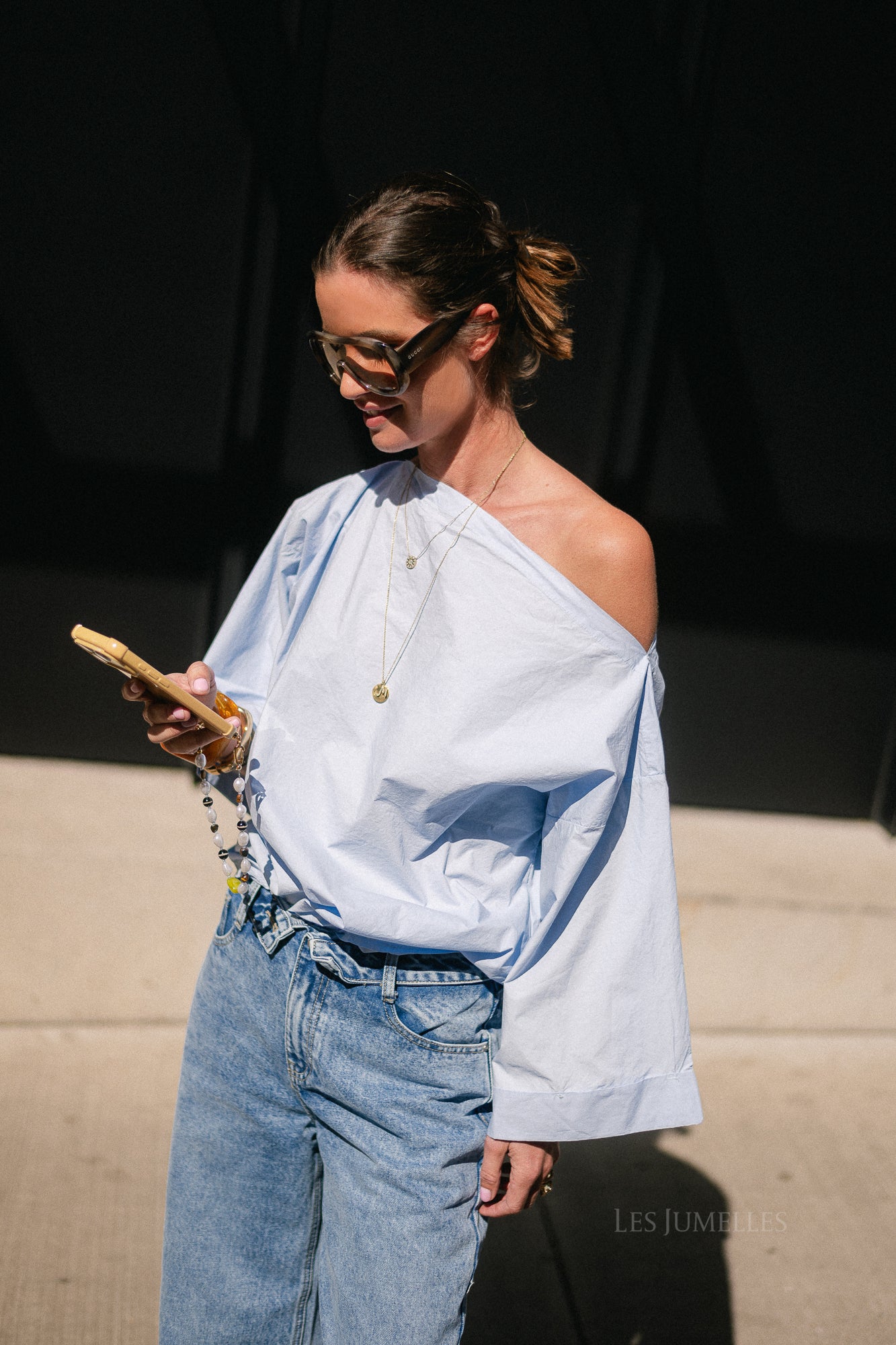 Myra off shoulder shirt light blue