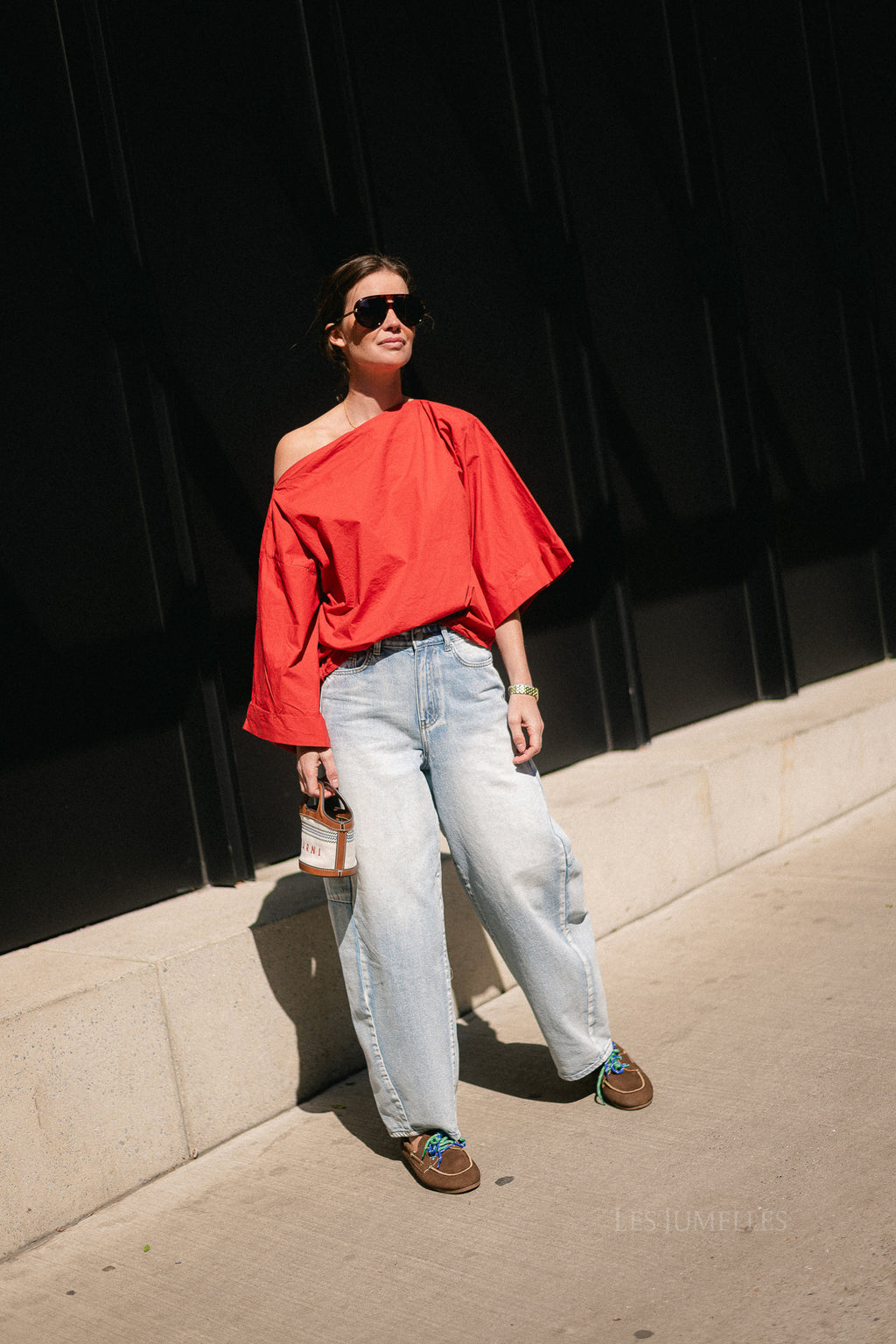 Myra off shoulder shirt red