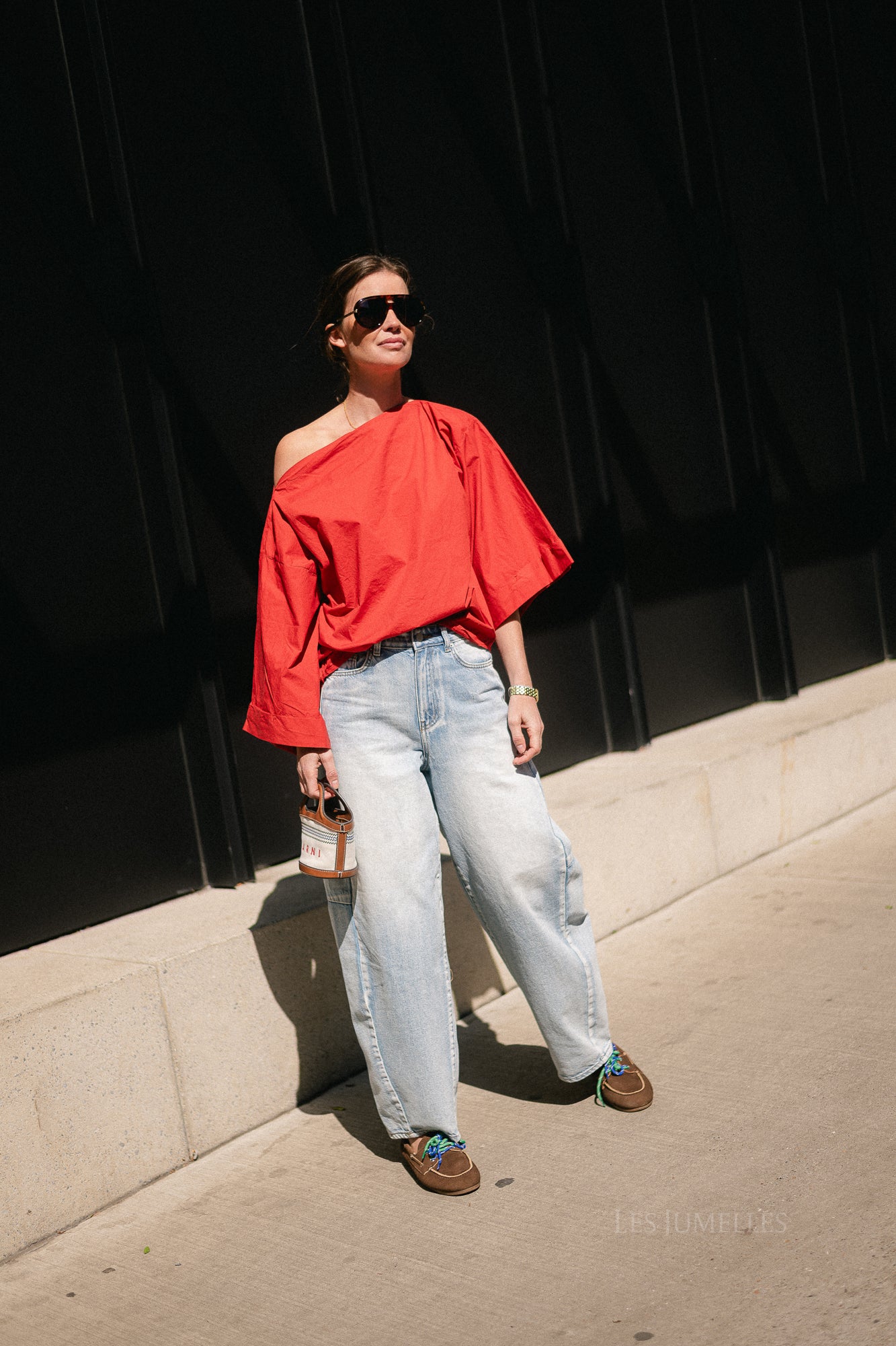 Myra off shoulder shirt red