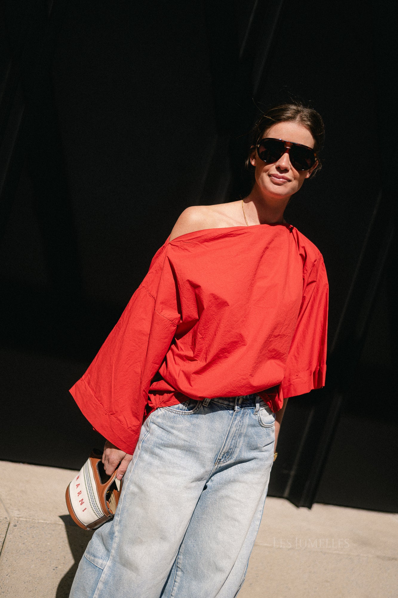 Myra off shoulder shirt red