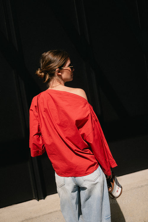 Myra off shoulder shirt red