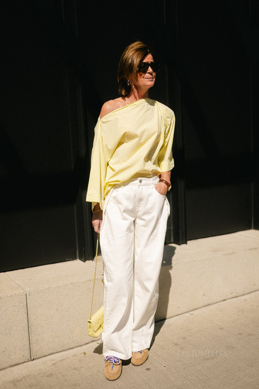 Myra off shoulder shirt light yellow