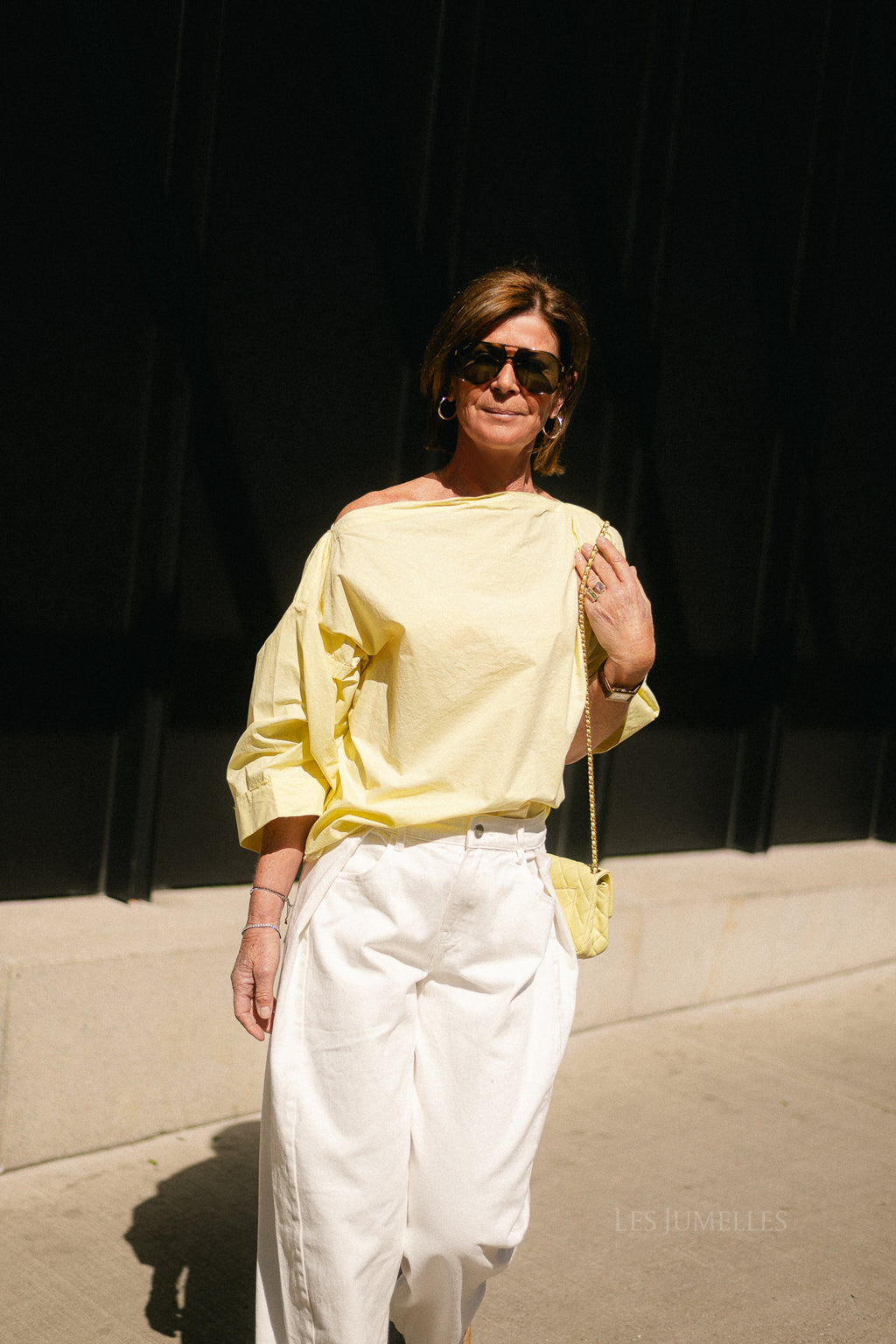 Myra off shoulder shirt light yellow