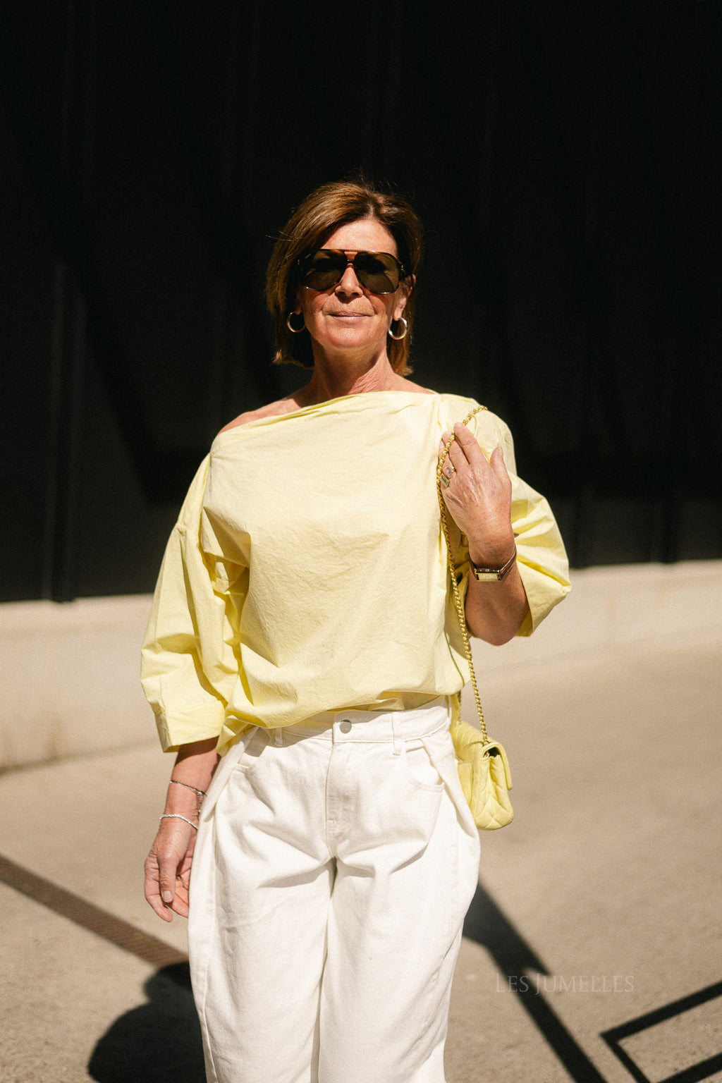 Myra off shoulder shirt light yellow