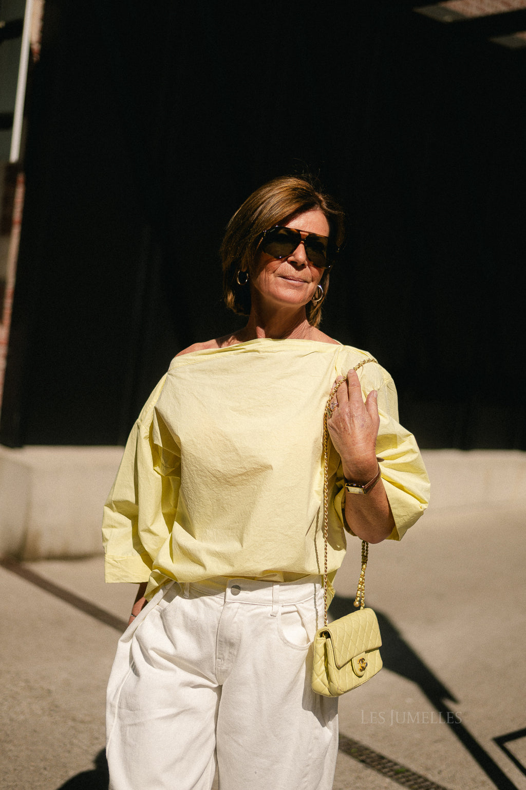 Myra off shoulder shirt light yellow
