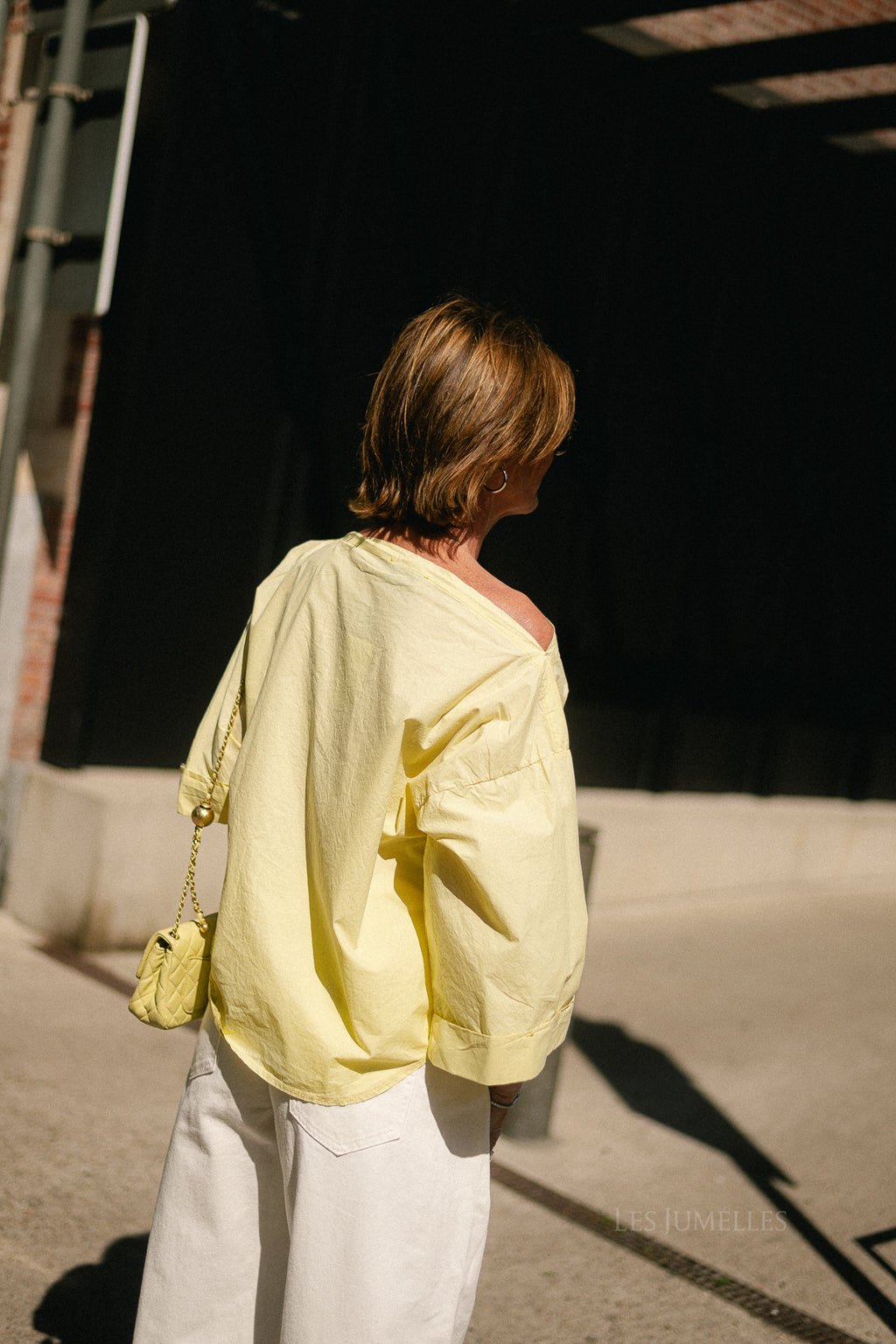 Myra off shoulder shirt light yellow