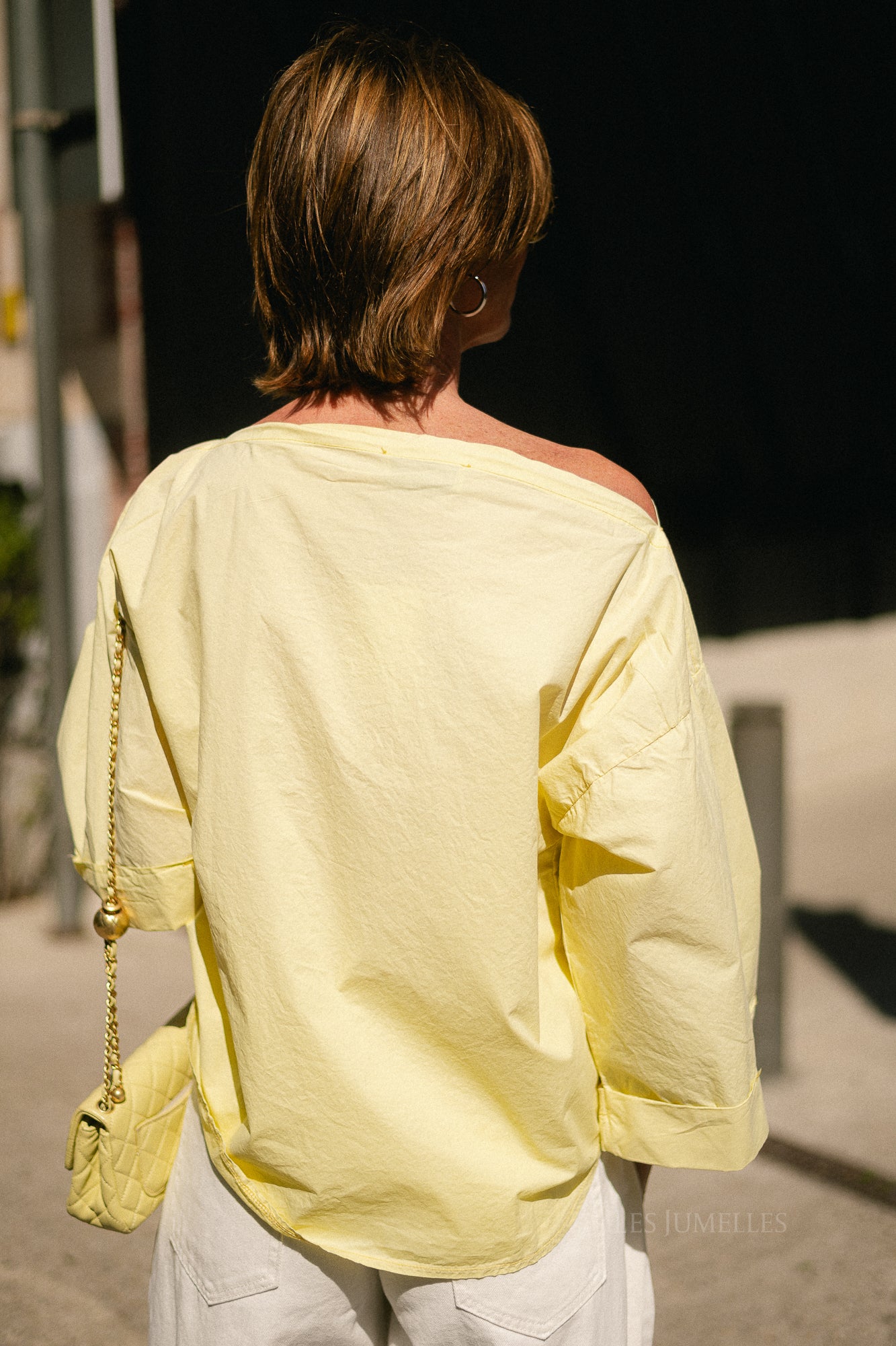 Myra off shoulder shirt light yellow