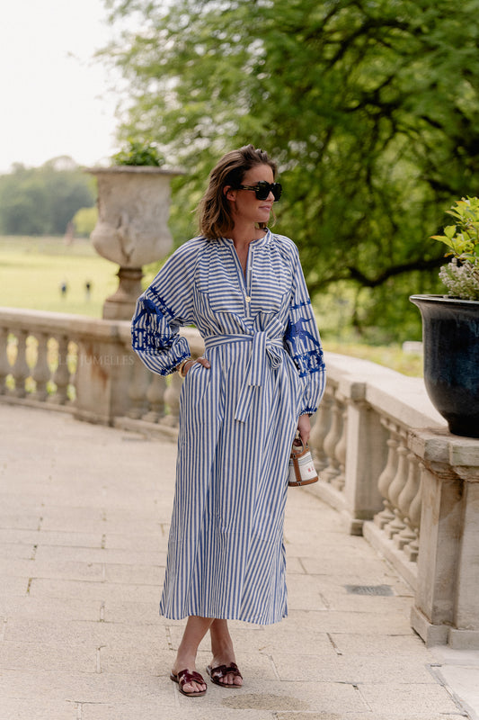 Les Jumelles Quinn maxi dress blue stripes