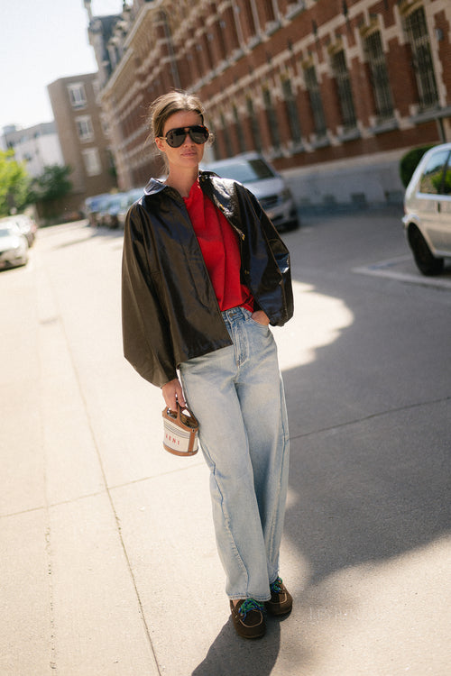 Jodie PU jacket hot chocolate