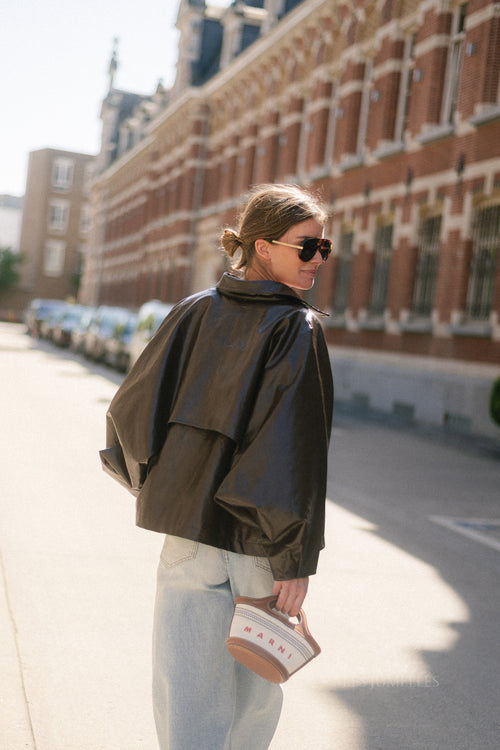 Jodie PU jacket hot chocolate