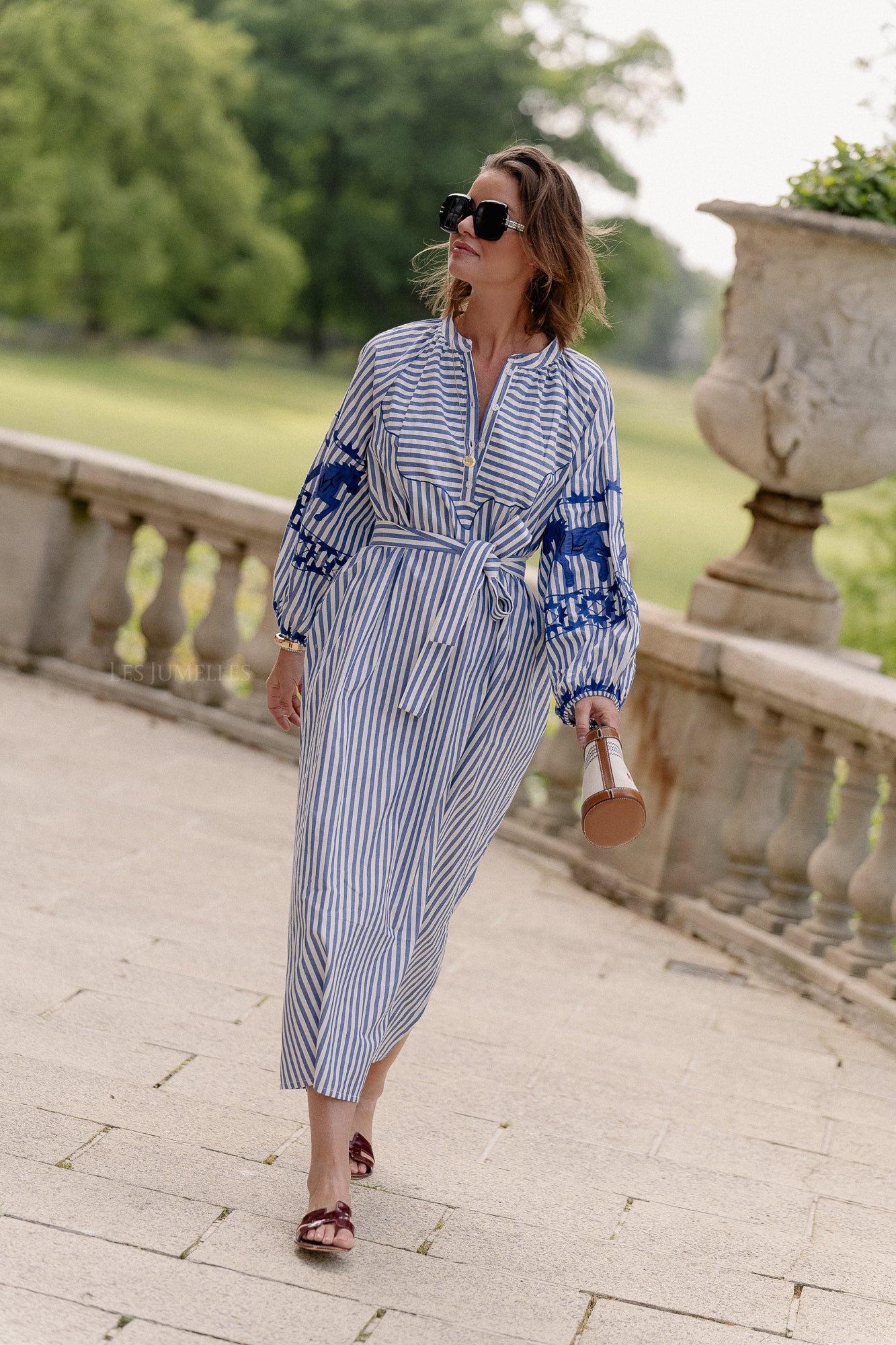Quinn maxi dress blue stripes