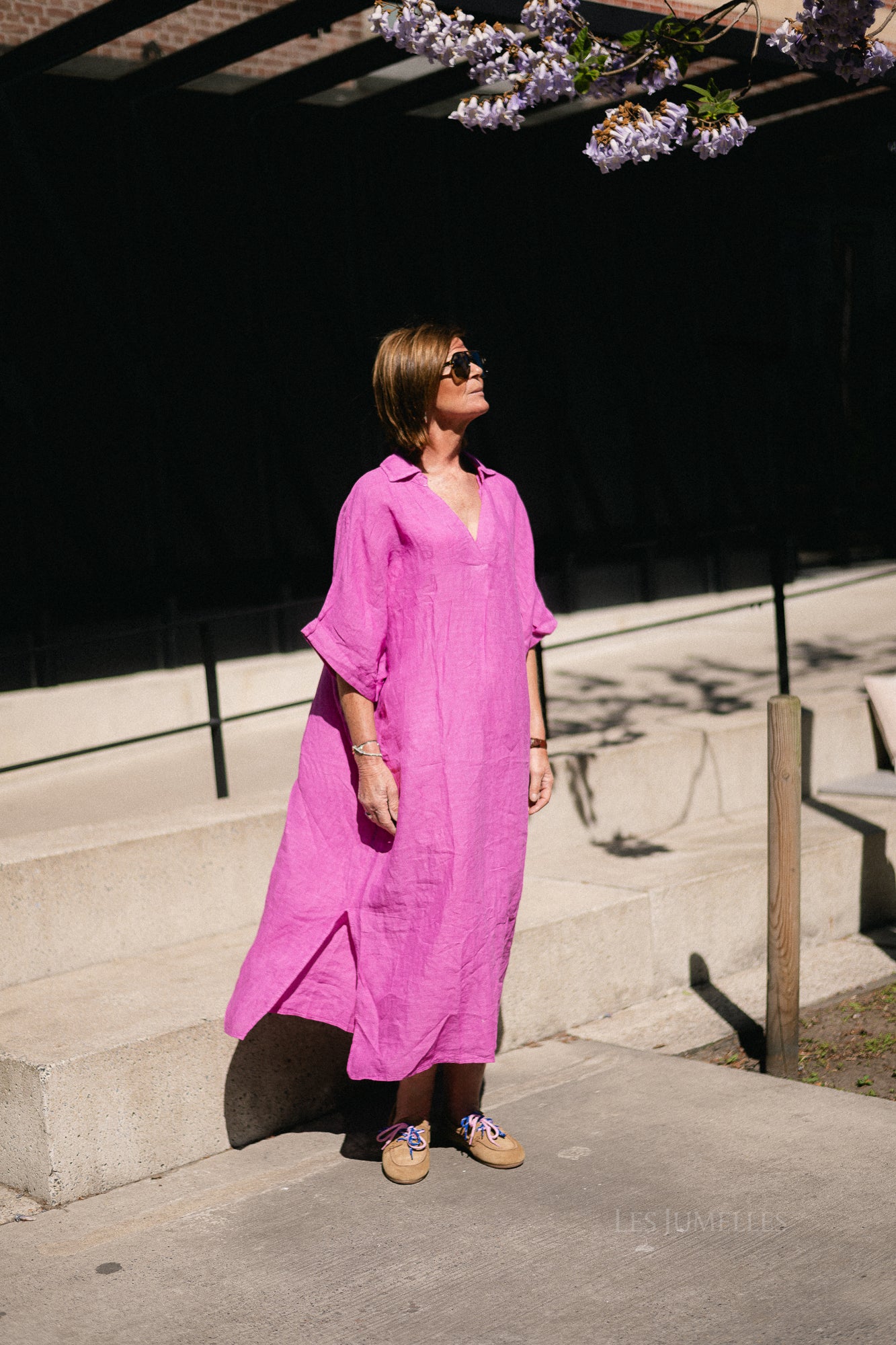 Isabeau linen maxi dress orchid