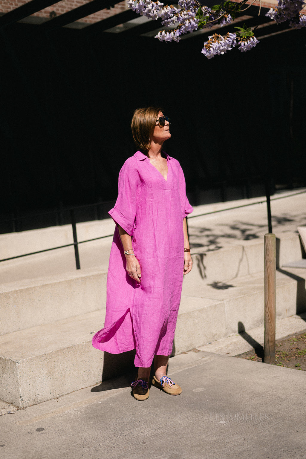 Isabeau linen maxi dress orchid